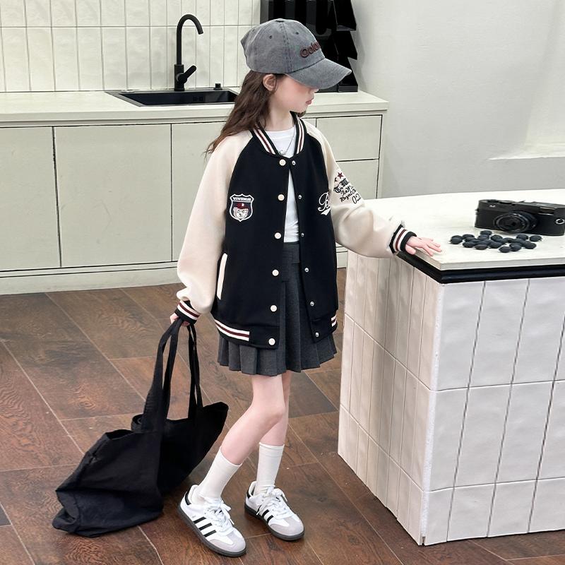 女童棒球服外套春秋款2025新款中大童儿童秋装上衣女孩运动服秋季