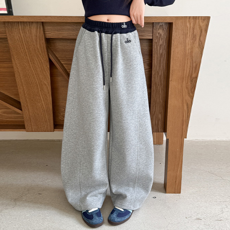 女童裤子2025新款初中生女孩卫裤藏青色运动裤秋冬季大童加厚加绒