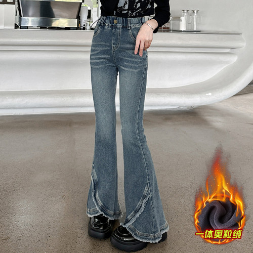 【TOP】女童微喇牛仔马蹄裤