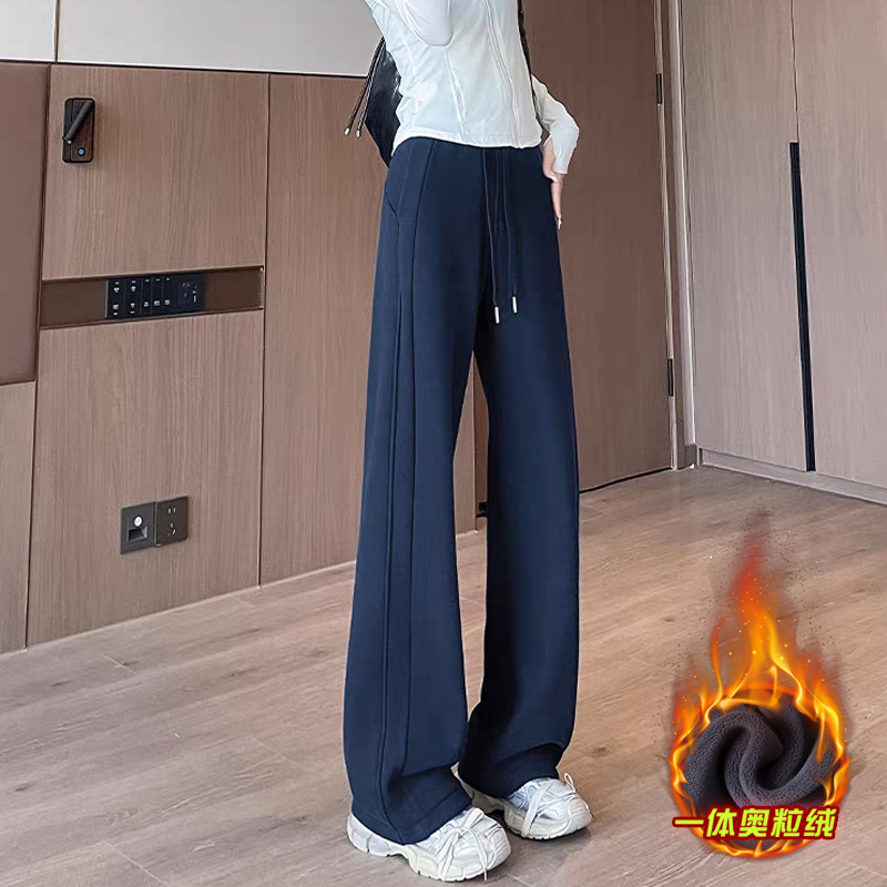 女童加绒裤子一体绒加厚2025新款儿童冬装初中生女孩直筒卫裤大童
