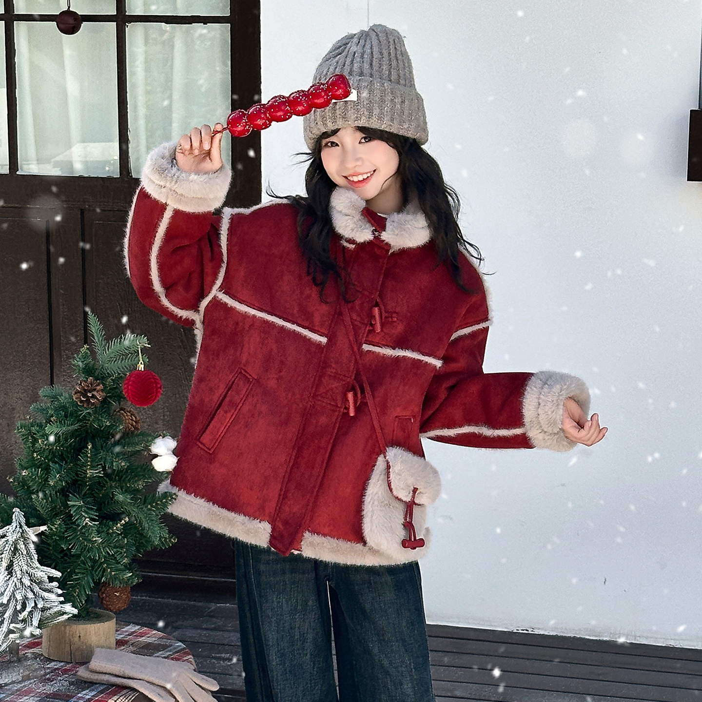 女童冬装外套2025新款加绒加厚上衣女孩皮毛一体超好看儿童仿皮草