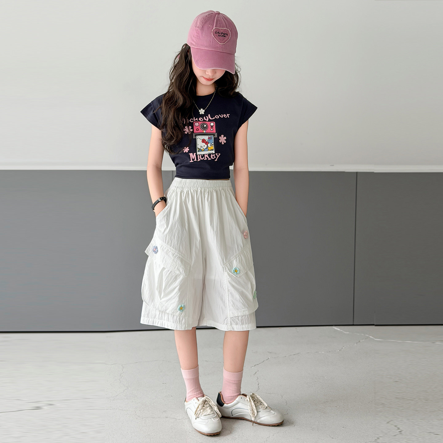 女童夏套装儿童无袖五分中裤两件套2026新款夏季小女孩衣服中大童