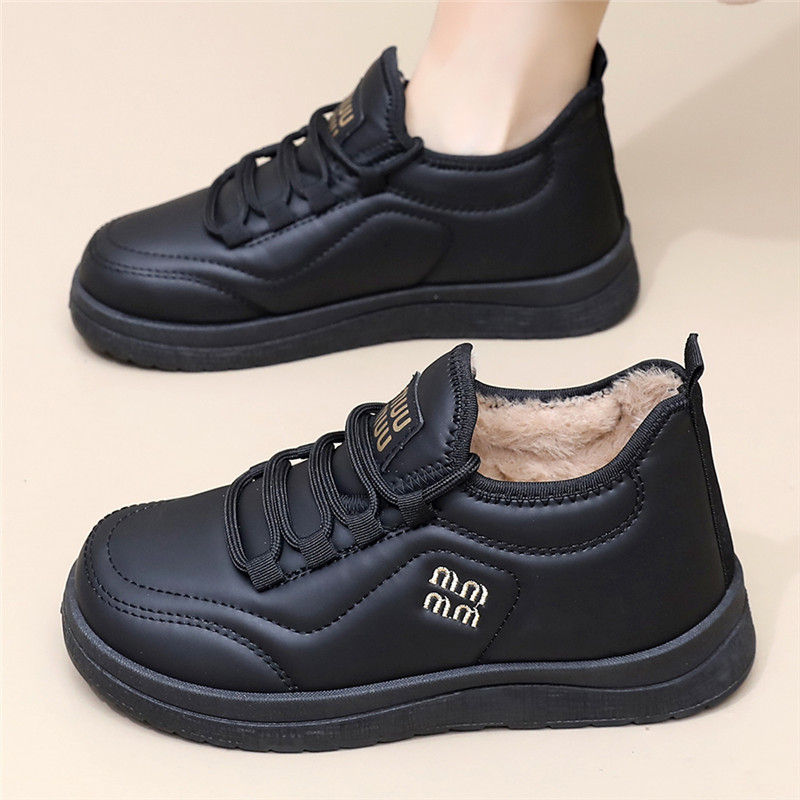 老北京布鞋女棉鞋冬季加绒保暖防滑妈妈鞋皮面防水中老年雪地靴