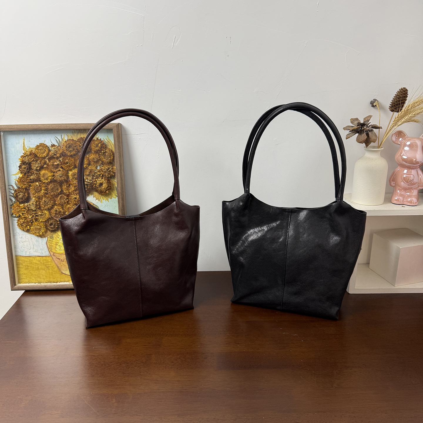 MrFu头层牛皮小众复古托特包