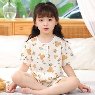 短裤 夏季 男孩女童短袖 睡衣套装 云朵宝宝睡衣家居服空调服 儿童薄款