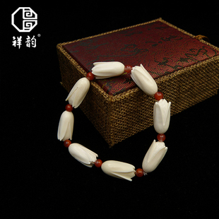 輕奢小眾手工手串母親節禮物 祥韻猛犸象牙原創玉蘭花手鏈氣質女款