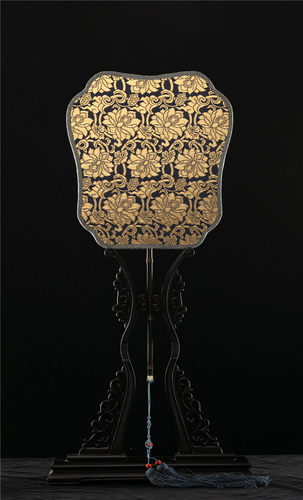 来凰中国传统手工艺金锦莲花团扇宫扇 非物质文化