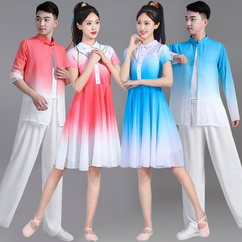现代舞演出服装女连衣裙青春快板开场舞中学生合唱伴舞蹈表演红色