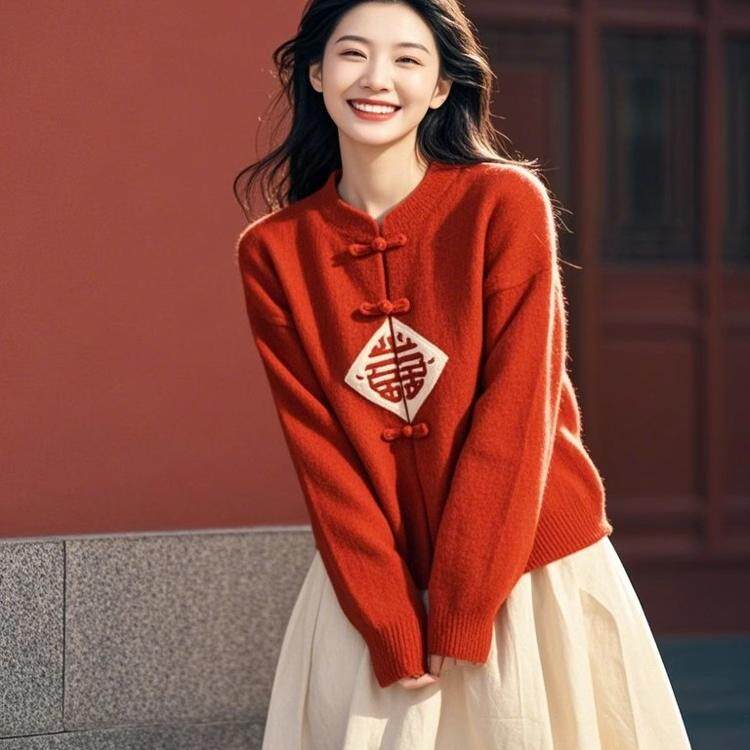 今年流行漂亮高级感超好看小个子新中式国风红色立领盘扣毛衣女春,女装/女士精品,毛针织衫,淘宝优惠券,粉丝福利购,淘宝优惠卷