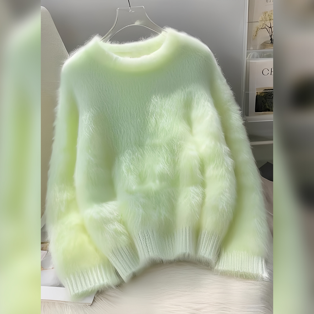 2025新款早秋毛针织衫多巴胺韩系女绿色休闲毛衣日常通勤穿搭