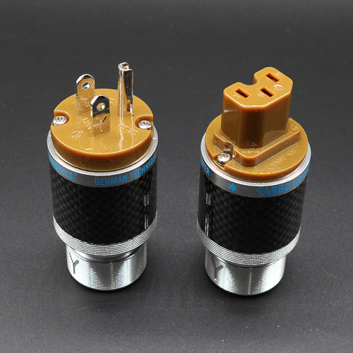 YARBO AUDIOPHILE/雅堡 发烧级碳纤维外壳镀铑白金美标电源线插头
