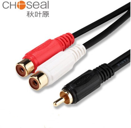 Choseal/秋叶原 Q-381 莲花公转双莲花母 RCA一分二 转接线 0.2米