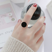 冷淡风chic网红韩版 百搭黑贝大圆形戒指女钛钢指环关节食指ins