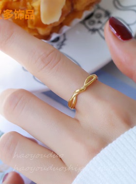 时间无尽扭结钛钢戒指INS