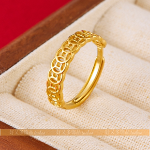 轻奢复古气质开口可调节钱串子素圈戒指清新个性百搭精致男女指环