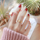 三生三世戒指女金色时尚18K韩版个性冷淡风学生食指尾戒饰品礼物
