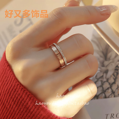 不掉色女戒钛钢个性女