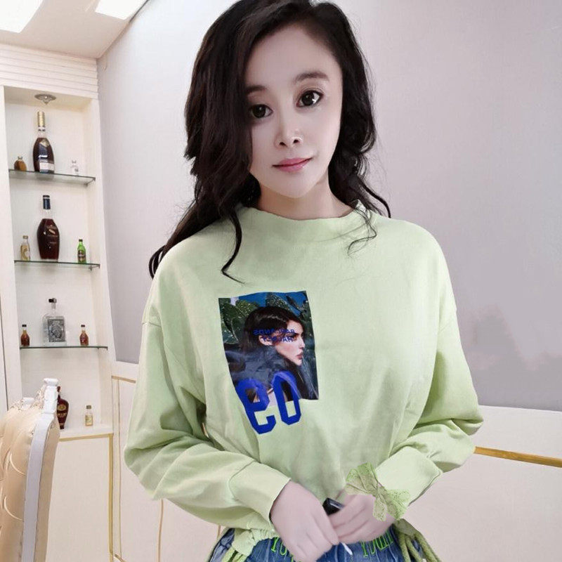 短款卫衣女2022春秋新款设计感不规则圆领套头抽绳小个子宽松上衣