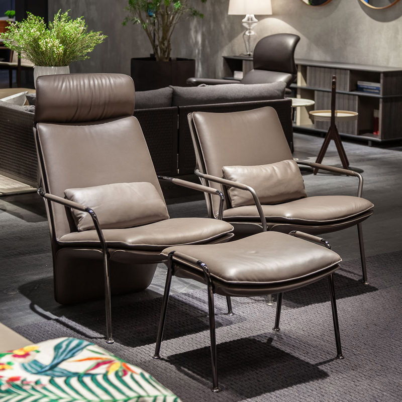 北欧简约客厅铁艺扶手休闲椅