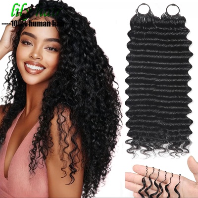 Deep Wave Feather Crochet Boho Braids Human Hair Extensions