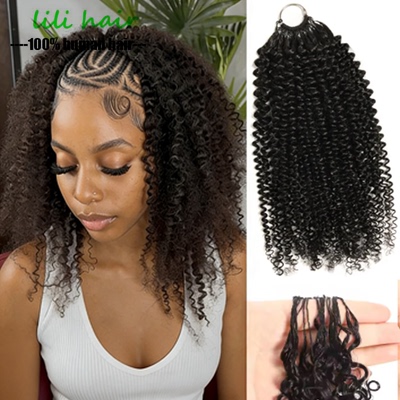 Feather Crochet Braiding Afro Kinky Curly Human Hair 4B 4C