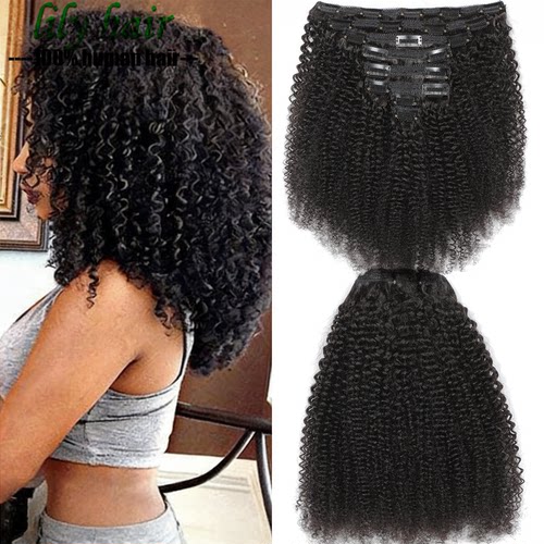 4B 4C Afro Kinky Curly Clip-in Human Hair Extension 120g/set