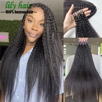 Kinky Straight Feathered Crochet Human Hair For Braiding