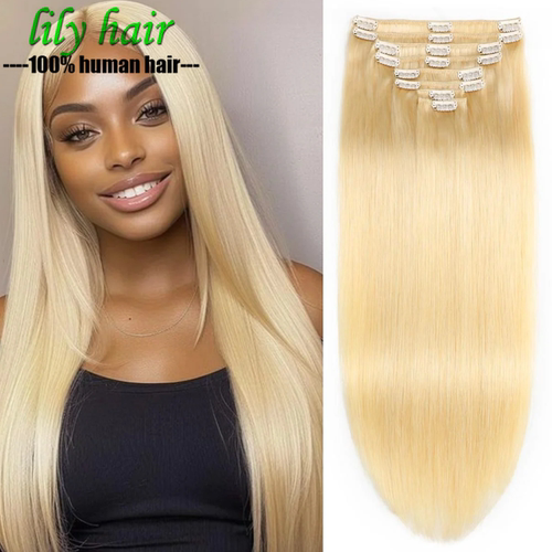 Brazilian Straight 613 Blonde Human Hair Clip in Extensions