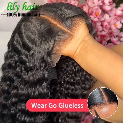 Wear And Go Glueless Pre Cut Lace Wigs Water Wave Human Hair