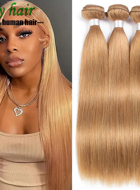 10A Honey Blonde #27 Straight Bundles Human Hair Extensions