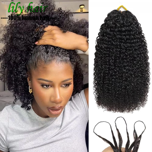 Kinky Curly Feather Crochet Human Hair For Braiding Boho100g