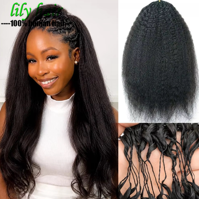 Yaki Feather Kinky Straight Crochet Braids Human Hair 100g