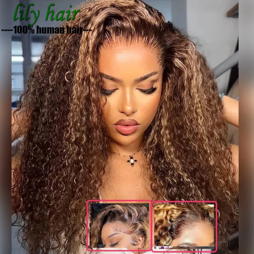 Highlight Water Wave 13x4 Lace Frontal Wigs P427 Human Hair