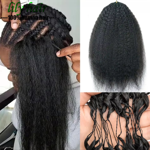Kinky Straight Braids Human Hair Yaki Feather Extension 100g