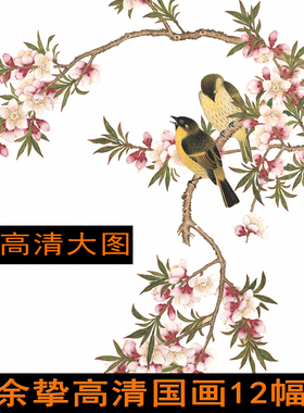 P159余挚高清国画装饰画芯素材工笔花鸟名画临摹喷绘无框画源文件