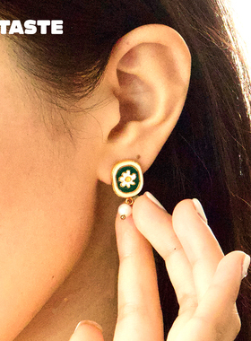 XTASTE 10Decoart 洋甘菊珍珠吊坠耳环手绘镀金小众品牌高级 现货