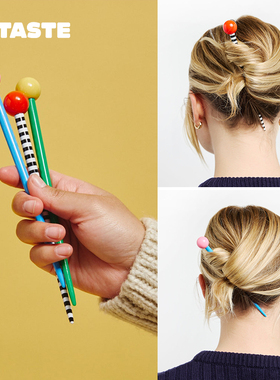 XTASTE 美国 CHUNKS 球球发簪有趣可爱拼色条纹设计原创实用正品