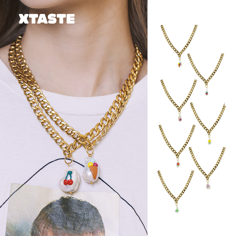 【限时8折】XTASTE 希腊 MATHE 陶土珍珠吊坠链条项链小众设计