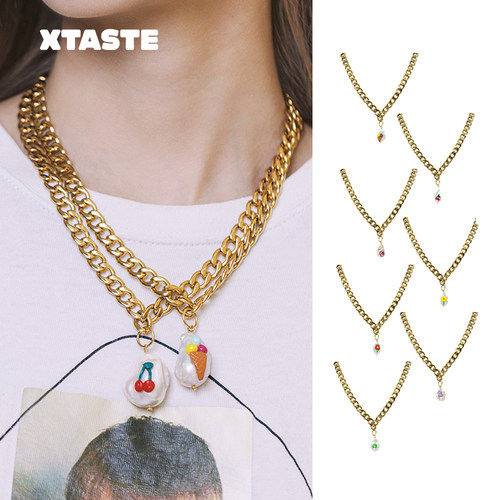 XTASTE 希腊 MATHE 陶土珍珠吊坠链条项链小众设计