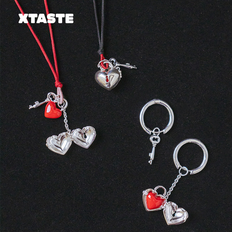 XTASTE TWOR缇坞【不对称心锁项链耳环】官方授权 手工真丝绳叠戴