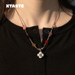 XTASTE 梦境花花串珠长项链莫奈花园编绳短链原创设计 Picnique