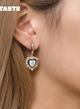 XTASTE USELESSOBJECTS 彩钻麻花爱心吊坠锁扣耳环明星同款原创