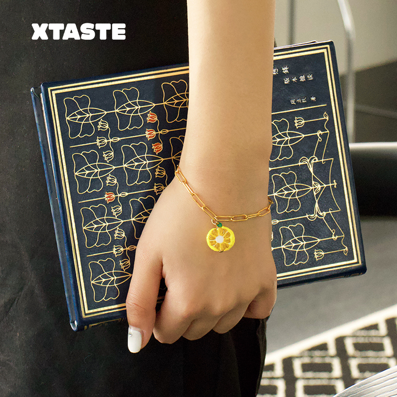【限时7折】XTASTE 波兰 10Decoart切片柠檬吊坠链条手链复古设计