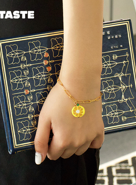 【限时7折】XTASTE 波兰 10Decoart切片柠檬吊坠链条手链复古设计