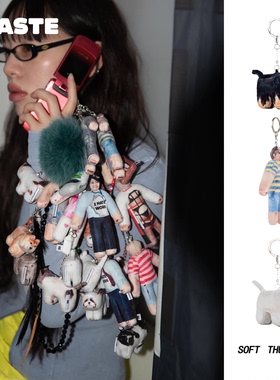 韩国Softthumbnail 搞怪立体狗个性高颜值针织卡包手机挂件小玩偶