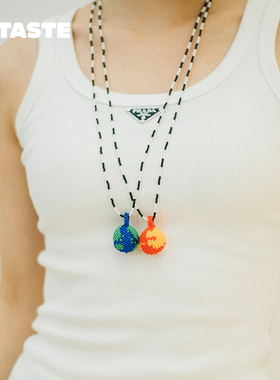 XTASTE 哥伦比亚 PAJARA PINTA 地球项链手工串珠原创设计毛衣链