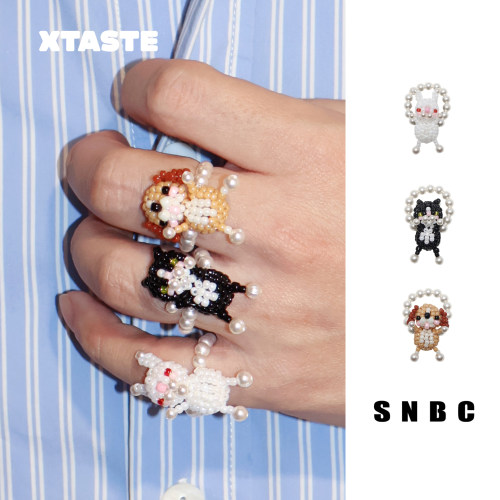 XTASTE SNBC【小兔串珠戒指】小众设计戒指配饰女