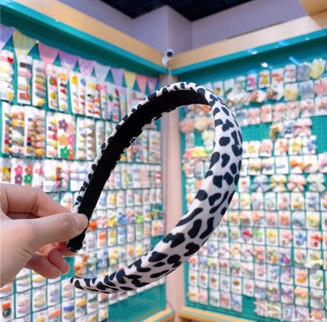 奶牛豹纹发箍女百搭外出韩国压发气质头饰洗脸发卡头饰防滑头箍