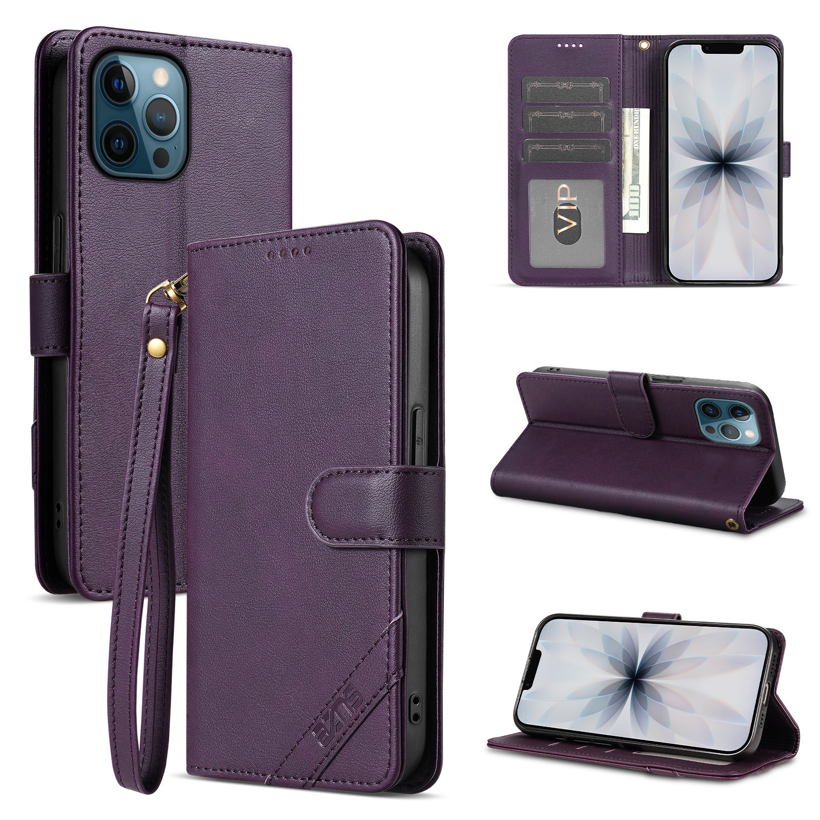 适用苹果12Pro Max手机壳防摔苹果iPhone12Pro Max翻盖皮套插卡钱包款式全包软胶保护套男女时尚简约皮夹高档