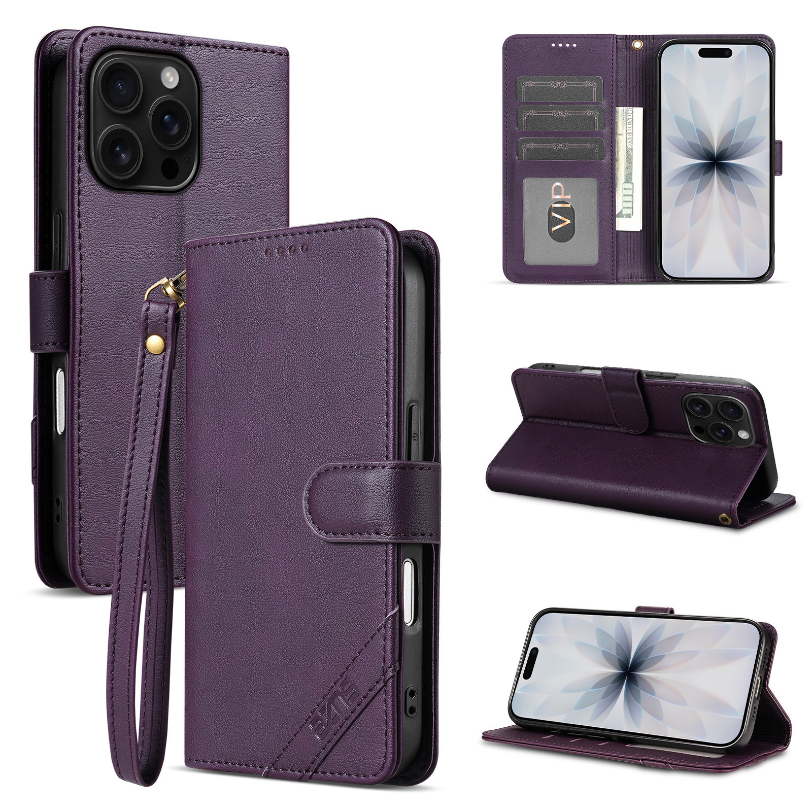 适用苹果16Pro Max手机壳防摔苹果iPhone16Pro Max翻盖皮套插卡钱包款式全包软胶保护套男女时尚简约皮夹高档